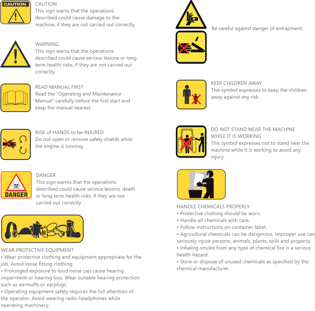 Boom Sprayer Warning Signs & Meanings