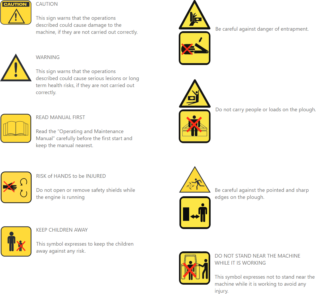 Finger Wheel Rake Warning Signs & Meanings