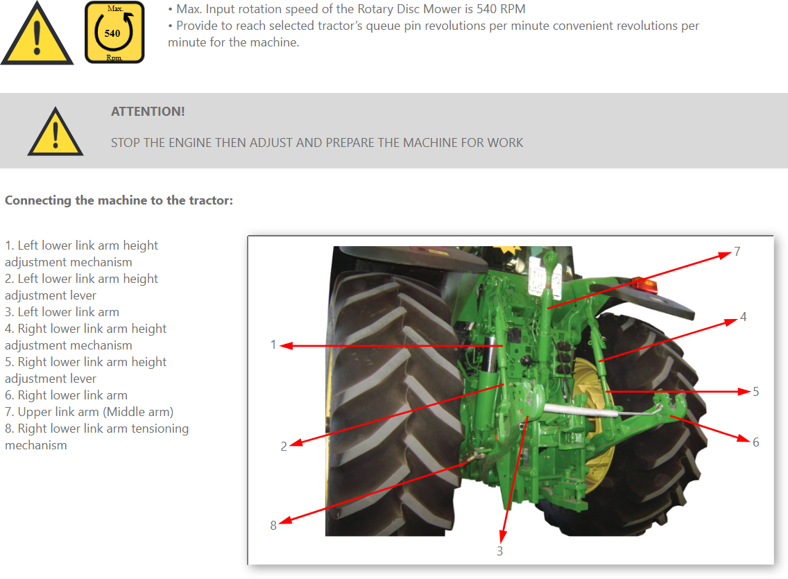 Rotary Disc Mower Preparation and Running of The Machine