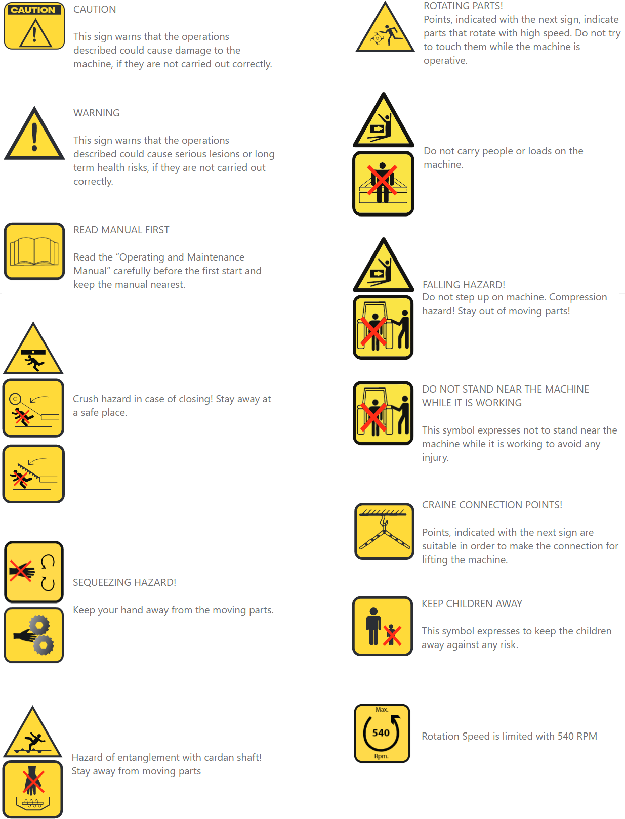 Seed Drill Warning Signs & Meanings